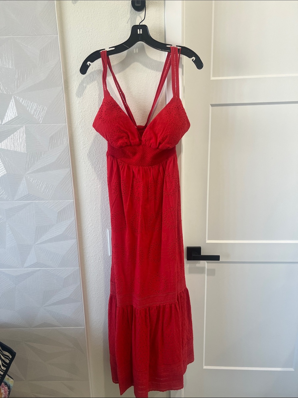 NWOT Alice and Olivia Red Summer Eyelet Maxi Dress
